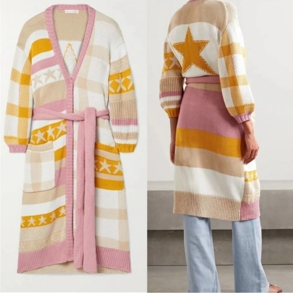 NEW Love Shack Fancy belted Grayson cardigan Duster Desert Sunset XS/S